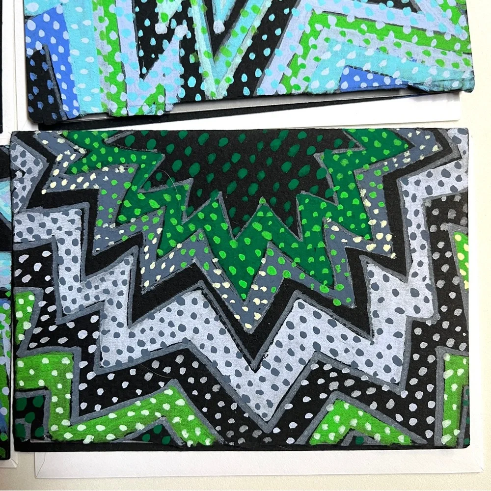 Colorful Patterned Cards-Artist Designed & Painted. Very Special Luxury Cards
